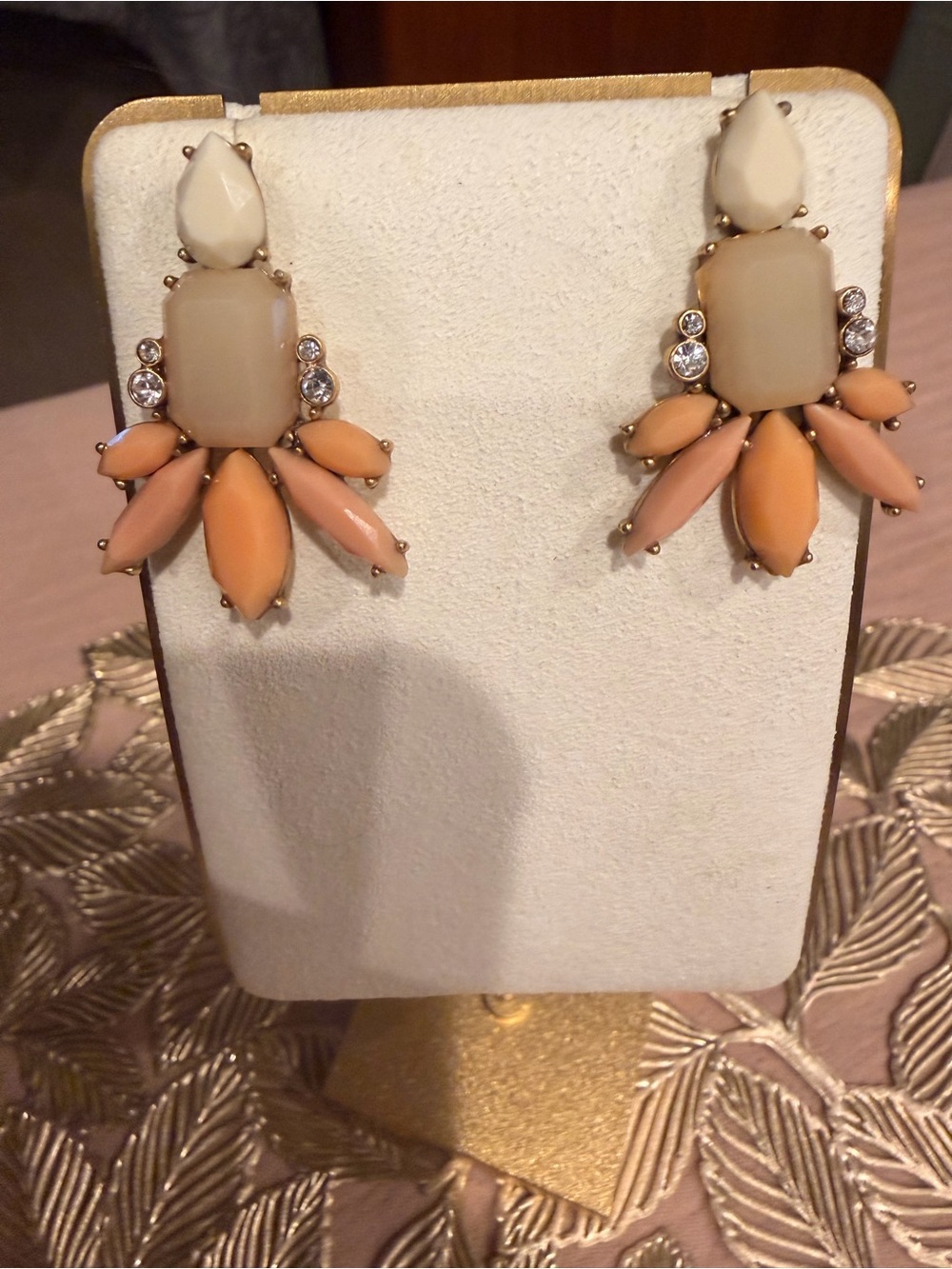 JCrew Peach & Cream Statement Drop Earrings - Women Jewelry
